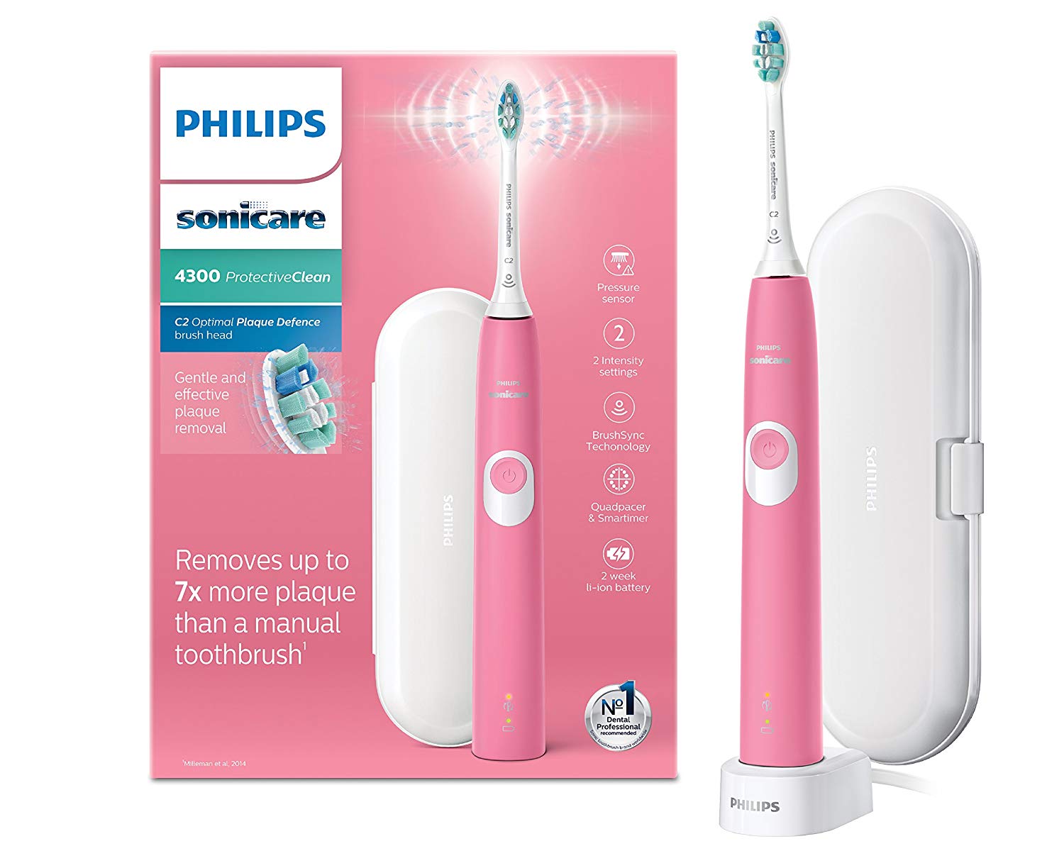 新低价！#亚马逊海外购#Philips 飞利浦 4300系列 HX6805/03 声波震动牙刷