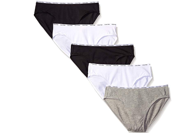 多码低价！#亚马逊海外购#Calvin Klein卡尔文·克莱恩 女士比基尼内裤 5条装黑白灰色​