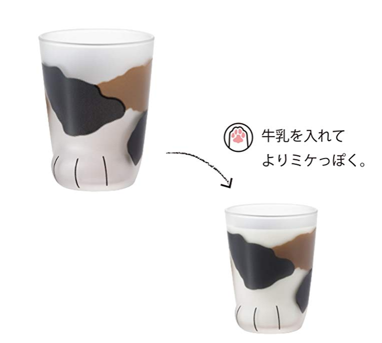 Aderia 石塚硝子 Coconeco创意磨砂牛奶玻璃杯猫爪杯 ​230ml