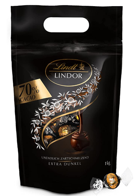Lindt瑞士莲 Lindor系列 特浓黑巧克力 70% 80颗（共1000g）