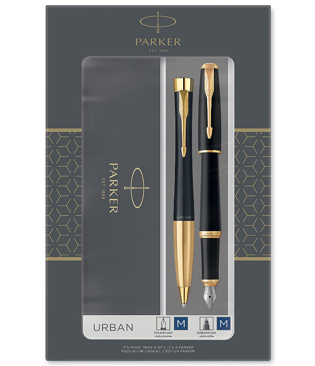 Parker派克 Urban都市系列 磨砂黑杆金夹钢笔+圆珠笔套装 M尖