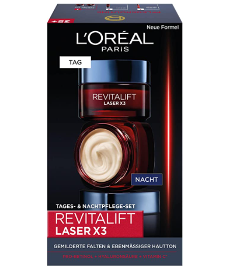 欧莱雅 Revitalift Laserx3 复颜光学紧致嫩肤去皱 日霜+晚霜套装50mL*2瓶